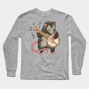 Opossum Playing Banjo Funny Possum Long Sleeve T-Shirt